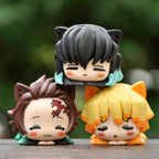 Demon Slayer Lying Down Statues Cartoon Tanjiro Nezuko Yuzuki Miho Figurines Kawaii Action Figures Home Decoration Anime Gifts